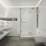 VIGO 32 in. x 40 in. x 79 in. Monteray Frameless Hinged Rectangle Shower Enclosure with Clear 0.38" Tempered Glass and Hardware in Brushed Nickel Finish with Left Handle and Base - VG6011BNCL40WR