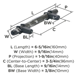 Amerock Cabinet Pull Marble Black/Black Bronze 3-3/4 inch (96 mm) Center-to-Center Carrione 1 Pack Drawer Pull Drawer Handle Cabinet Hardware