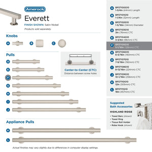Amerock Corp BP37105G10 Everett Pull, 5-1/16 in (128 mm) Center-to-Center, Satin Nickel