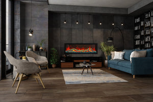 Amantii SYM-42-XT Symmetry Xtra Tall Smart Electric  42" Indoor / Outdoor WiFi Enabled Fireplace, Featuring a MultiFunction Remote Control , Multi Speed Flame Motor, and a Selection of Media Options