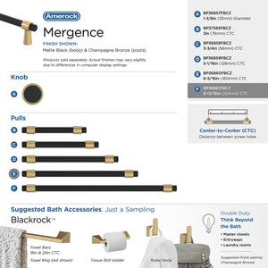 Amerock Cabinet Pull Matte Black/Champagne Bronze 8-13/16 inch (224 mm) Center-to-Center Mergence 1 Pack Drawer Pull Cabinet Handle Cabinet Hardware