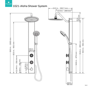 PULSE ShowerSpas 1021-SSB Aloha Shower System with 8" Rain Showerhead, 2 Pulsating Body Spray Jets and Hand Shower, Brushed Stainless Steel with Chrome Fixtures