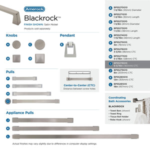 Amerock Cabinet Pull Satin Nickel 6-5/16 inch (160 mm) Center to Center Blackrock 1 Pack Drawer Pull Drawer Handle Cabinet Hardware
