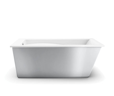 MAAX 105571-000-001-101 Optik 6032 F Acrylic Freestanding End Drain Bathtub in White with Sterling Silver Skirt