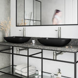 VIGO Sottile 18.125 inch L x 13 inch W Over the Counter Freestanding MatteShellTM Rectangular Vessel Bathroom Sink in Black - Sink for Bathroom VG07110