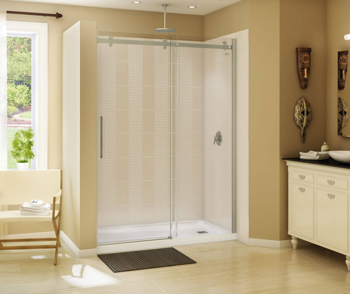 MAAX 138997-900-305-000 Halo 56 ½-59 x 78 ¾ in. 8mm Sliding Shower Door for Alcove Installation with Clear glass in Brushed Nickel