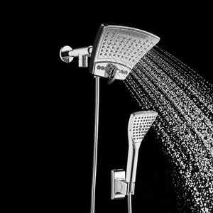PULSE ShowerSpas 1056-CH-1.8GPM PowerShot Shower System with Air-Infused Curved 8" Multi-Pattern Showerhead and 3-Function Hand Shower, Polished Chrome, 1.8 GPM