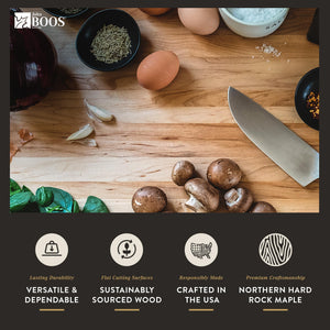 John Boos Chop-N-Slice Maple Wood Cutting Board for Kitchen Prep, 1.25" Thick, Large, Edge Grain, Charcuterie Boos Block, 20" x 14", Reversible