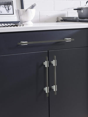 Amerock Cabinet Pull Polished Chrome/Brushed Matte Black 10-1/16 inch (256 mm) Center to Center Urbanite 1 Pack Drawer Pull Drawer Handle Cabinet Hardware