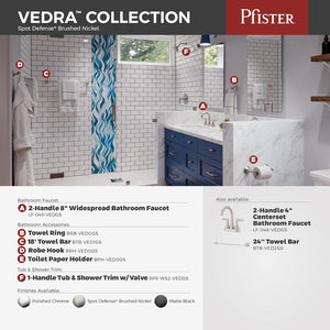Pfister Vedra 2-Handle 8" Widespread Bathroom Faucet With Push & Seal™ LF-049-VEDGS