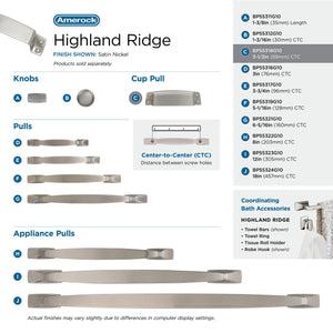 Amerock Cabinet Cup Pull Satin Nickel 3-1/2 inch (89 mm) Center to Center Highland Ridge 1 Pack Drawer Pull Drawer Handle Cabinet Hardware