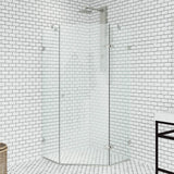 VIGO VG6061BNCL38 36.13" -36.13" W -73.38" H Frameless Hinged Neo-angle Shower Enclosure with Clear 0.38" Tempered Glass and Hardware in Brushed Nickel Finish with Reversible Handle