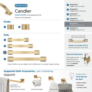 Amerock Cabinet Pull Champagne Bronze 5-1/16 in (128 mm) Center-to-Center Drawer Pull Candler Kitchen and Bath Hardware Furniture Hardware
