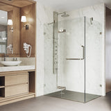 VIGO 30 in. x 46 in. x 73 in. Monteray Frameless Hinged Rectangle Shower Enclosure with Clear 0.38" Tempered Glass and Hardware in Brushed Nickel Finish with Reversible Handle - VG6011BNCL48