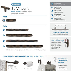 Amerock Cabinet Knob Oil Rubbed Bronze 2-1/2 inch (64 mm) Length St. Vincent 1 Pack Drawer Knob Cabinet Hardware