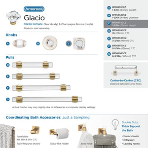 Amerock Cabinet Knob Clear/Champagne Bronze 1-3/8 inch (35 mm) Length Glacio 1 Pack Drawer Knob Cabinet Hardware