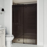 VIGO Adjustable 68-72" W x 74" H Elan Frameless Sliding Shower Door with Black Tint Tempered Glass, Reversible Handle in Matte Black
