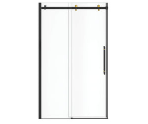 MAAX 138460-900-380-000 Vela 44 ½-47 x 78 ¾ in. 8mm Sliding Shower Door for Alcove Installation with Clear glass in Matte Black and Brushed Gold