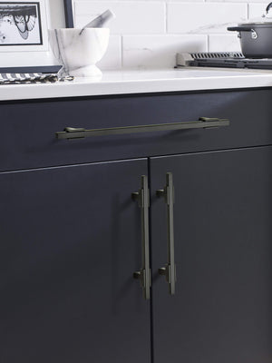 Amerock Cabinet Pull Matte Black/Matte Black 10-1/16 inch (256 mm) Center to Center Urbanite 1 Pack Drawer Pull Drawer Handle Cabinet Hardware