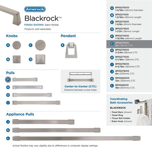 Amerock Cabinet Pull Satin Nickel 3 inch (76 mm) Center to Center Blackrock 1 Pack Drawer Pull Drawer Handle Cabinet Hardware