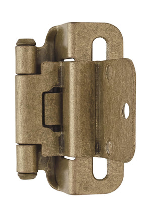 Amerock Cabinet Hinge 3/8 inch (10 mm) Inset Hinge Burnished Brass 2 Pack Self-Closing Hinge Partial Wrap Hinge Cabinet Door Hinge