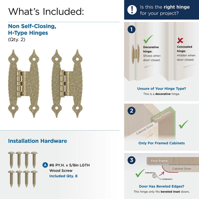 Amerock BPR3406BBZ Cabinet Hinge 3/8 in (10 mm) Offset Non-Self Closing Face Mount Golden Champagne Kitchen Cabinet Door Hinge 1 Pair/2 Pack Functional Hardware