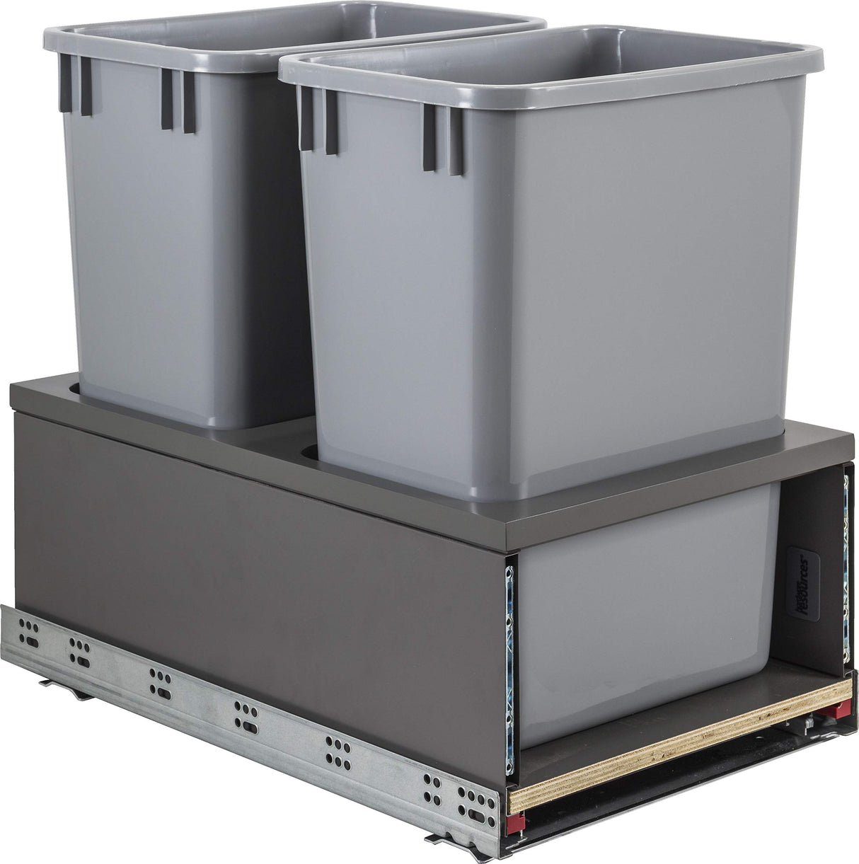 Hardware Resources CAN-MDB5-D35G Double 35 Quart Metal Drawer Box Soft-close Trashcan Pullout