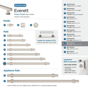 Amerock Corp BP37109G10 Everett Cabinet Pull, 10-1/16 in (256 mm) Center-to-Center, Satin Nickel