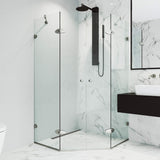 VIGO VG6063BNCL47 45.63" -45.63" W -73.38" H Frameless Hinged Neo-angle Shower Enclosure with Clear 0.38" Tempered Glass and Stainless Steel Hardware in Brushed Nickel Finish with Reversible Handle