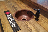 Premier Copper Products BR14DB3 14-Inch Universal Round Hammered Copper Sink with 3.5-Inch Drain Size, Oil Rubbed Bronze