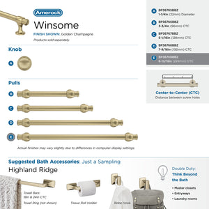 Amerock Cabinet Pull Golden Champagne 8-13/16 in (224 mm) Center-to-Center Drawer Pull Winsome Kitchen and Bath Hardware Furniture Hardware
