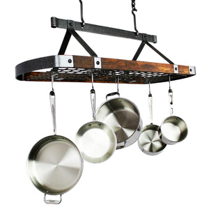 Enclume SPR1-45 HS TW Signature 45" Oval Ceiling Pot Rack w/ 18 Hooks HS/Tigerwood