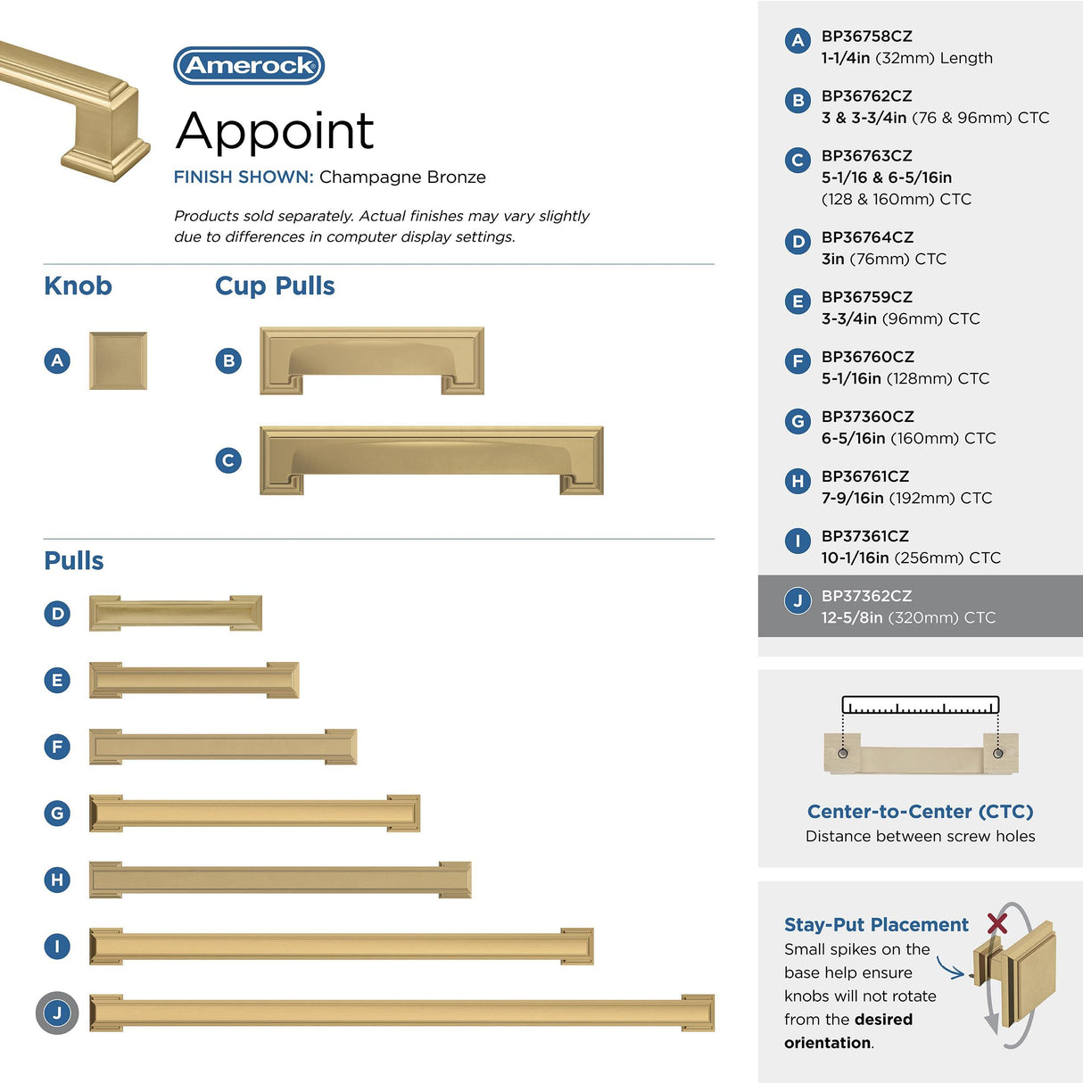 Amerock BP37362CZ Champagne Bronze Cabinet Pull 12-5/8 in (320 mm) Center-to-Center Cabinet Handle Appoint Drawer Pull Kitchen Cabinet Handle Furniture Hardware