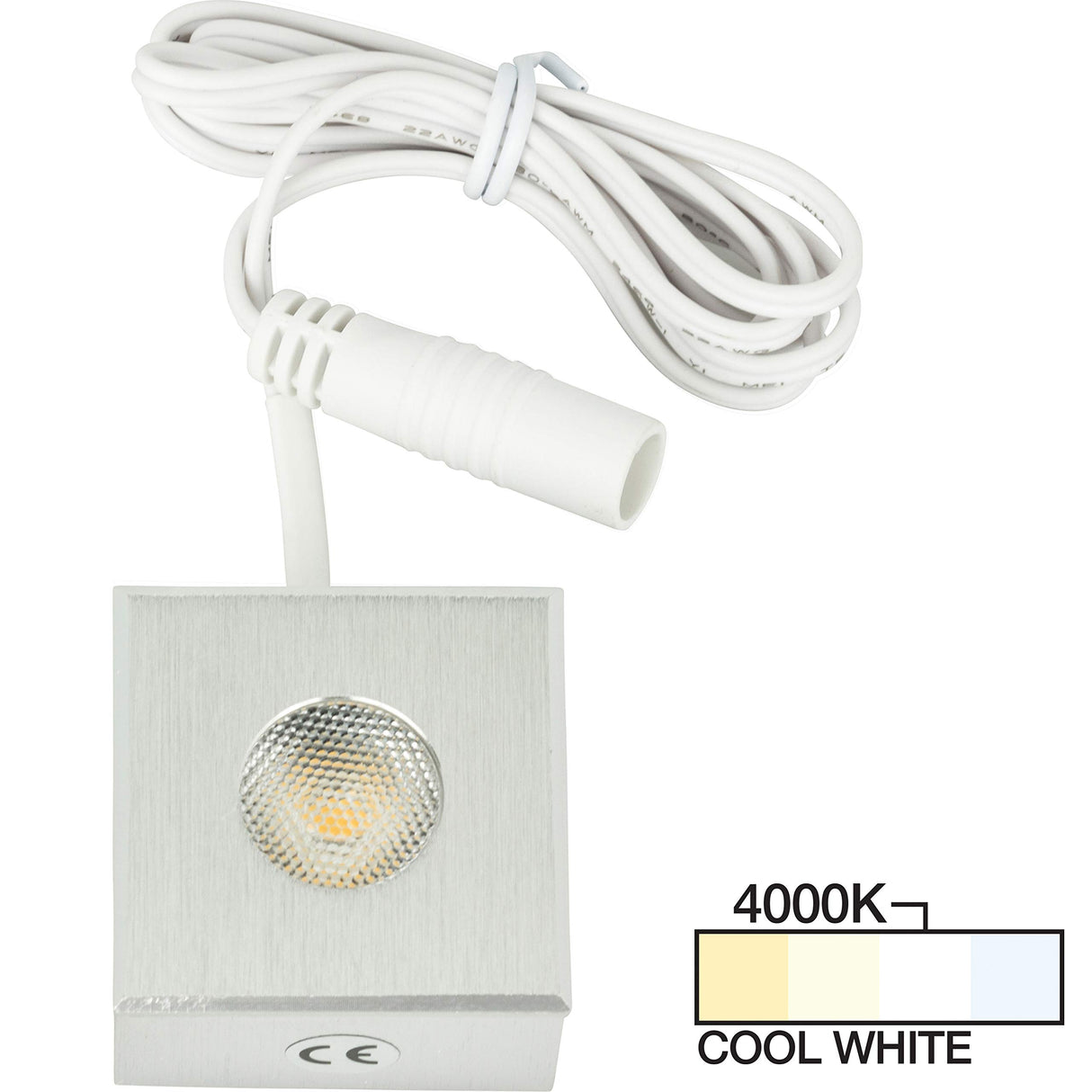 Task Lighting L-MS-CL-1BA-40 105 Lumen Brushed Aluminum Mini Square Puck Light, 4000K Cool White