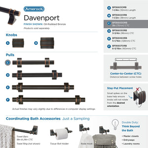 Amerock Cabinet Pull Oil Rubbed Bronze 3 inch (76 mm) Center to Center Davenport 1 Pack Drawer Pull Drawer Handle Cabinet Hardware