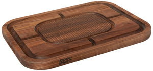 John Boos WAL-MN2418150-SM Block Carving Collection Pyramid Design Reversible Walnut Cutting Board with Juice Groove, 24 Inches x 18 1.5 24X18X1.5 WAL-EDGE GR-REV-MAYAN-