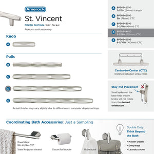 Amerock Cabinet Pull Satin Nickel 5-1/16 inch (128 mm) Center to Center St. Vincent 1 Pack Drawer Pull Drawer Handle Cabinet Hardware