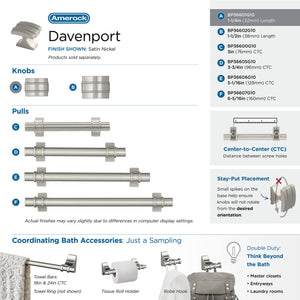Amerock Cabinet Knob Satin Nickel 1-1/4 inch (32 mm) Length Davenport 1 Pack Drawer Knob Cabinet Hardware
