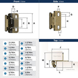 Amerock Cabinet Hinge 1/2 inch (13 mm) Overlay Hinge Burnished Brass 2 Pack Self-Closing Hinge Partial Wrap Hinge Cabinet Door Hinge