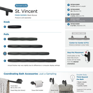 Amerock Cabinet Pull Black Bronze 5-1/16 inch (128 mm) Center to Center St. Vincent 1 Pack Drawer Pull Drawer Handle Cabinet Hardware