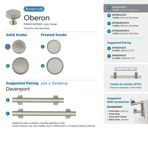 Amerock Cabinet Knob Satin Nickel 1-3/8 inch (35 mm) Diameter Oberon 1 Pack Drawer Knob Cabinet Hardware