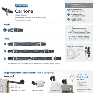 Amerock BP36647MBKG10 Carrione Cabinet Knob, 2-1/2 in (64 mm) Length, Marble Black/Satin Nickel