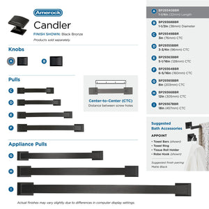 Amerock Cabinet Knob Black Bronze 1-1/4 inch (32 mm) Length Candler 1 Pack Drawer Knob Cabinet Hardware