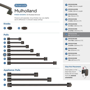 Amerock BP53535ORB Oil Rubbed Bronze Cabinet Pull 8 in (203 mm) Center-to-Center Cabinet Handle Mulholland Drawer Pull Kitchen Cabinet Handle Furniture Hardware