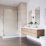 VIGO VG6012CHCL36WR 48.13" -36.13" W -78.75" H Frameless Hinged Rectangle Shower Enclosure with Clear 0.38" Tempered Glass and Stainless Steel Hardware in Chrome Finish and Base