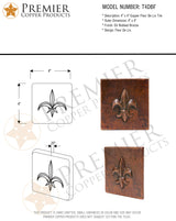 Premier Copper Products T4DBF 4-Inch by 4-Inch Copper Fleur De Lis Tile, Oil Rubbed Bronze