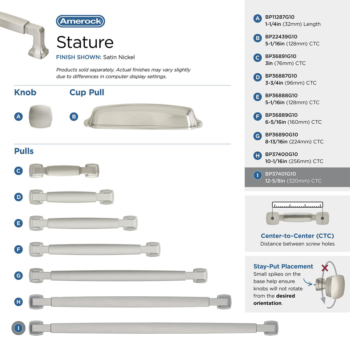 Amerock BP37401G10 Satin Nickel Cabinet Pull 12-5/8 in (320 mm) Center-to-Center Cabinet Handle Stature Drawer Pull Kitchen Cabinet Handle Furniture Hardware