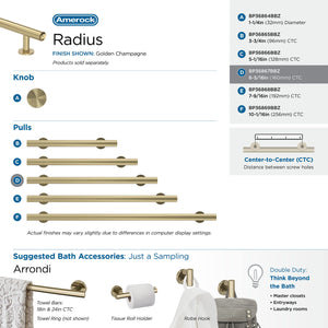 Amerock Cabinet Pull Golden Champagne 6-5/16 in (160 mm) Center-to-Center Drawer Pull Radius Kitchen and Bath Hardware Furniture Hardware