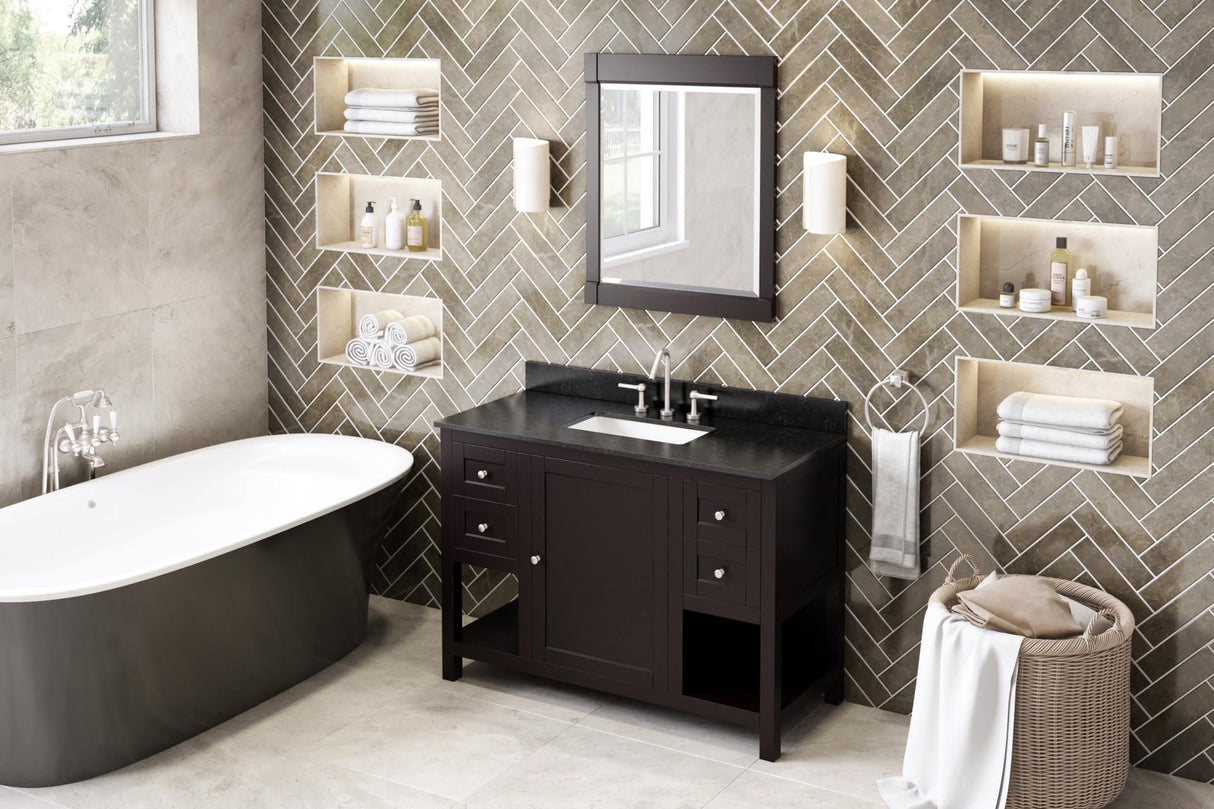 Jeffrey Alexander VKITAST48GRBGR 48" Grey Astoria Vanity, Black Granite Vanity Top, undermount rectangle bowl