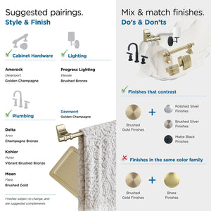 Amerock BH36052BBZ Golden Champagne Towel Ring 5-1/4 in (133 mm) Length Towel Holder Davenport Hand Towel Holder for Bathroom Wall Small Kitchen Towel Holder Bath Accessories